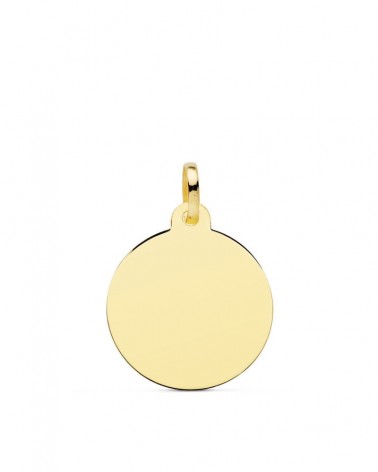 Medalla disco oro 18k amarillo liso 18mm