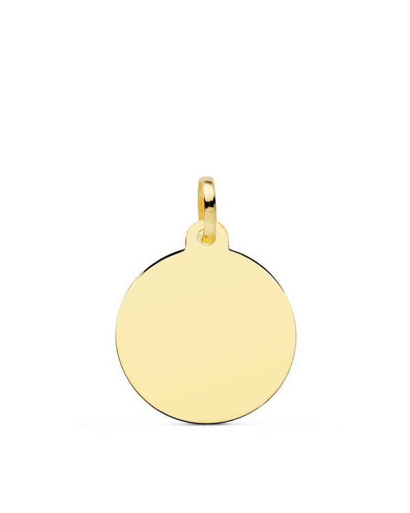 Medalla disco oro 18k amarillo liso 18mm