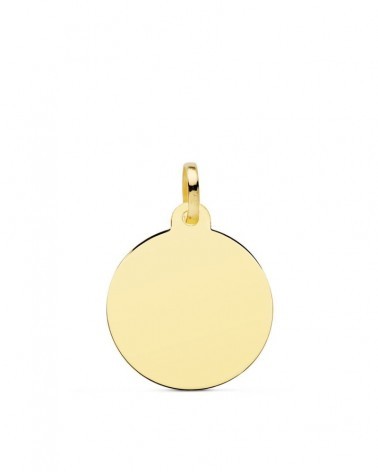 Medalla disco oro 18k amarillo liso 18mm