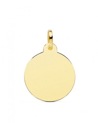 Medalla disco oro 18k amarillo liso 24mm