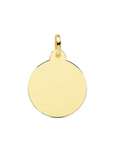 Medalla disco oro 18k amarillo liso 24mm