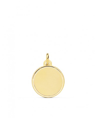 Medalla oro 18k disco liso mate 14mm