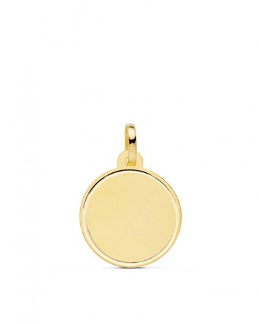 Medalla oro 18k disco liso mate 18mm