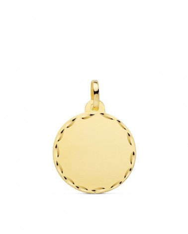 Chapa oro 18k amarillo mate tallado 18mm