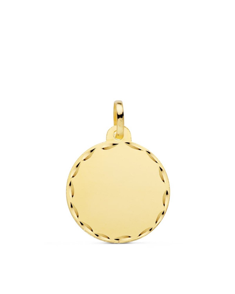 Chapa oro 18k amarillo mate tallado 18mm