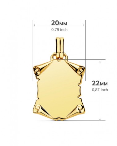 Pergamino oro 18k amarillo liso brillo 22x20mm