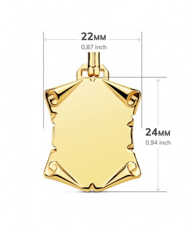 Pergamino oro 18k amarillo grabable 24x22mm