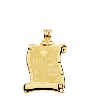 Pergamino oro 18k grupo sanguíneo personalizable 22x19mm