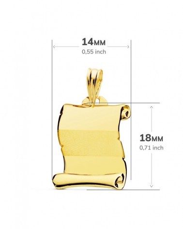 Chapa pergamino oro 18k amarillo 18x14 mm