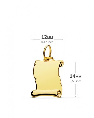 Placa pergamino oro 18k amarillo lisa 14x12mm