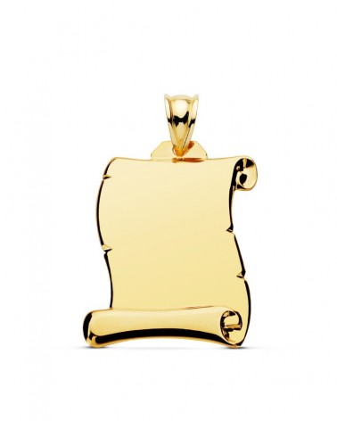 Pergamino oro 18k amarillo liso grabable 26x23mm