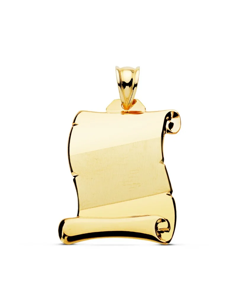 Placa pergamino oro 18k amarillo grabable 26x23mm
