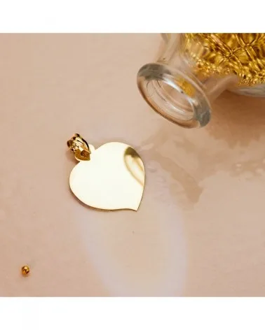 Chapa corazón oro 18k amarillo 26x23mm personalizable