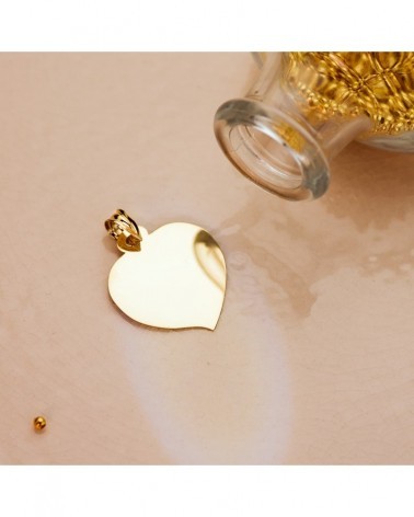 Chapa corazón oro 18k amarillo 26x23mm personalizable