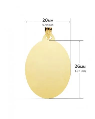 Chapa grabable oro 18k oval lisa 26x20mm