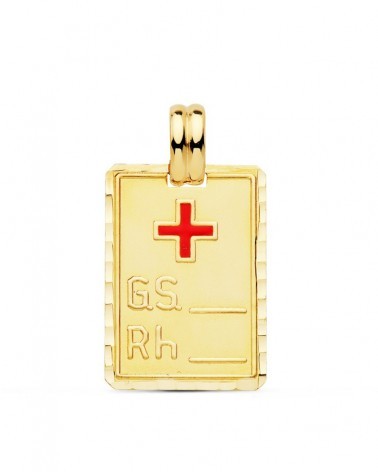 Placa oro 18k grupo sanguíneo cruz roja 28x20mm