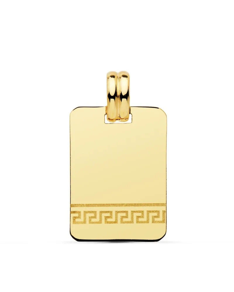 Placa oro 18k greca rectangular 21x14mm