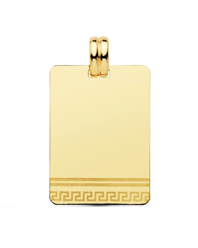 Placa oro 18k amarillo greca láser 28x20mm