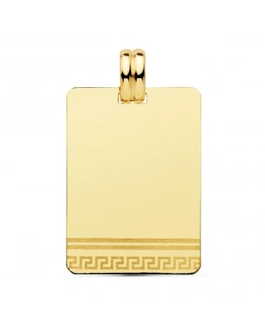Placa oro 18k amarillo greca láser 28x20mm