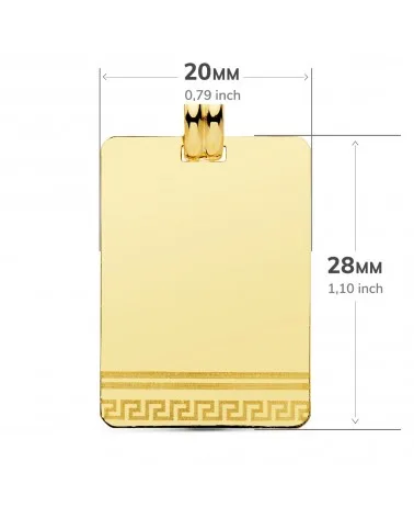 Placa oro 18k amarillo greca láser 28x20mm
