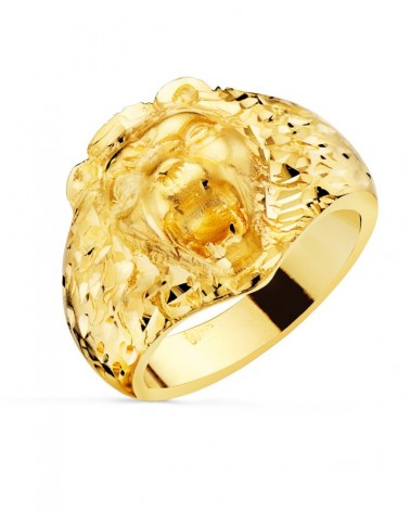 Sello oro amarillo 18k león tallado 17mm