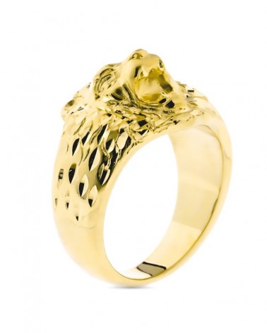 Sello oro amarillo 18k león tallado 17mm