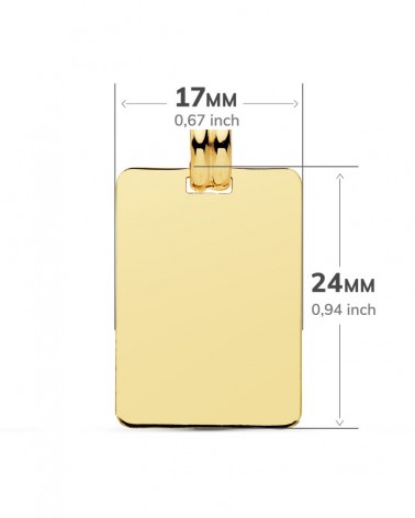 Placa oro 18k amarillo lisa rectangular 24x17mm
