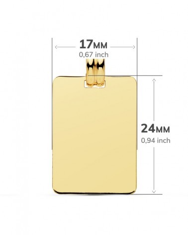 Placa oro 18k amarillo lisa rectangular 24x17mm