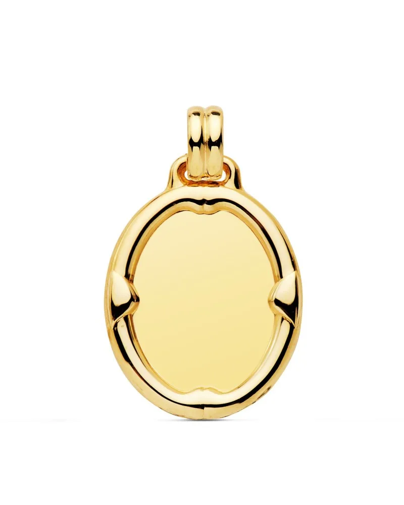 Chapa oro 18k oval amarillo brillo 26x22mm