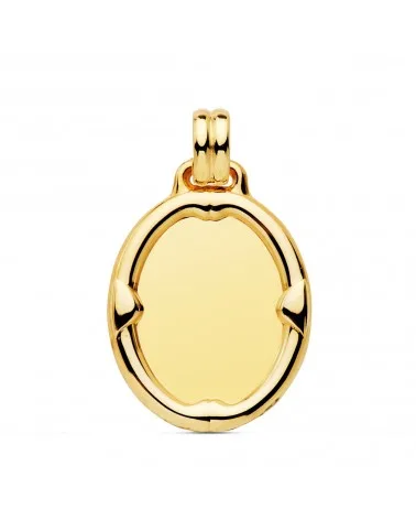 Chapa oro 18k oval amarillo brillo 26x22mm