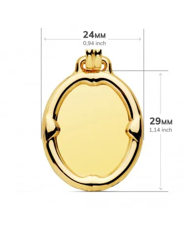Placa oro 18k oval brillo 29x24 mm