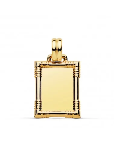 Chapa oro 18k rectangular borde tallado 22x17mm