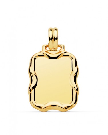 Chapa oro 18k rectangular grabado personalizado 23x19mm