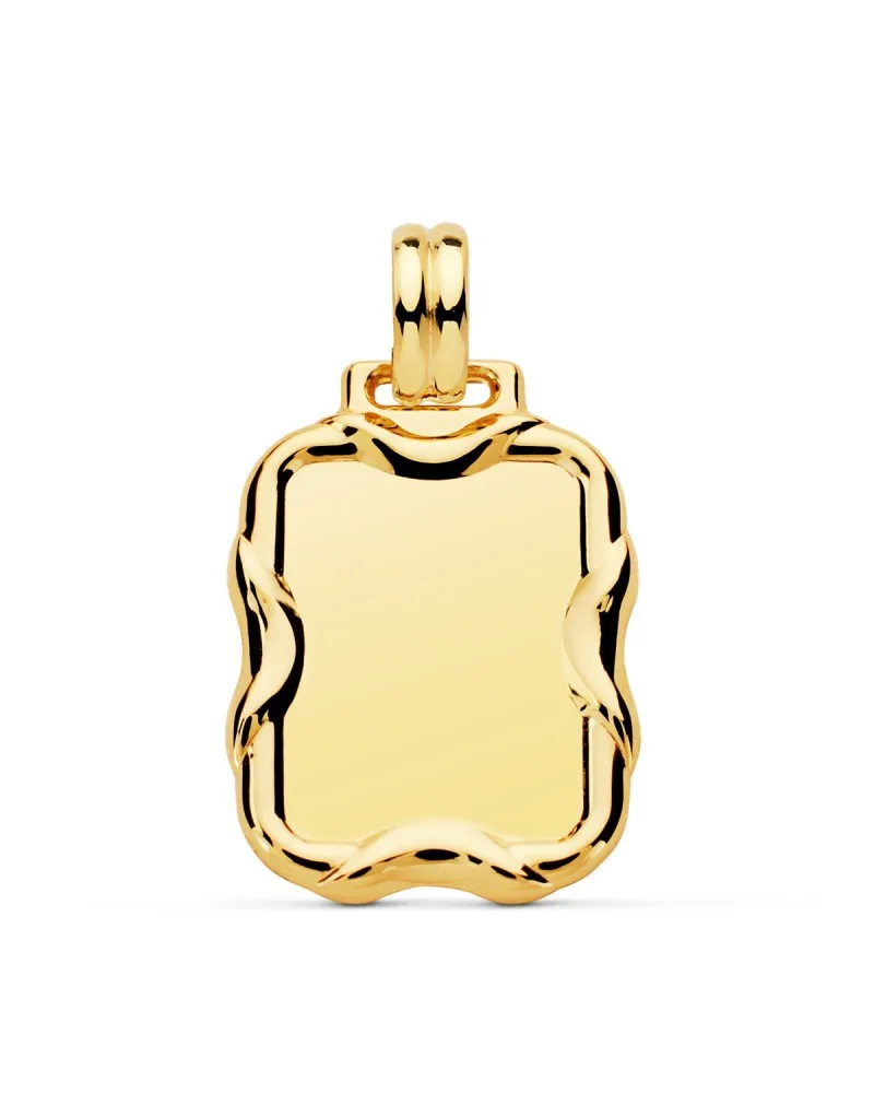 Chapa oro 18k rectangular grabado personalizado 23x19mm