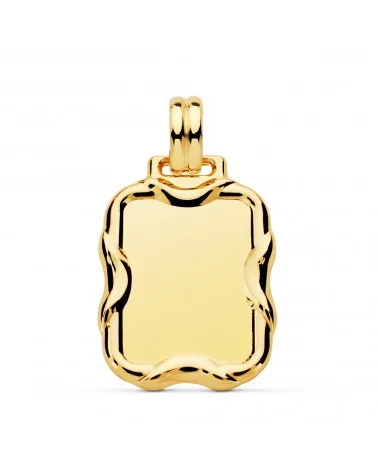 Chapa oro 18k rectangular grabado personalizado 23x19mm