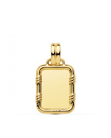 Chapa oro 18k amarillo rectangular grabable 19x15mm