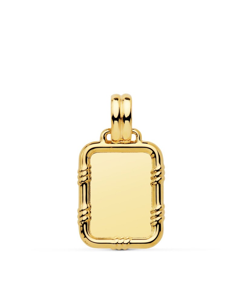 Chapa oro 18k amarillo rectangular grabable 19x15mm