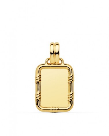 Chapa oro 18k amarillo rectangular grabable 19x15mm