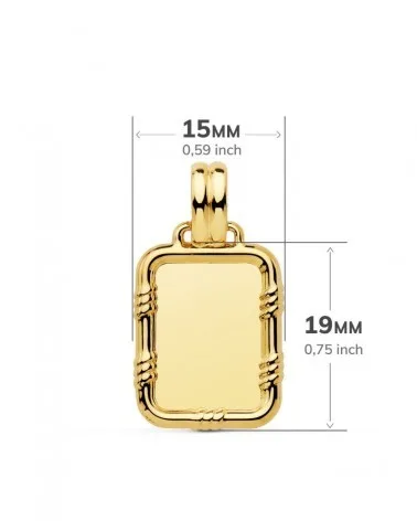 Chapa oro 18k amarillo rectangular grabable 19x15mm