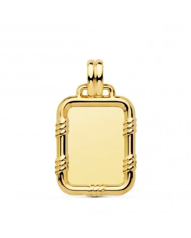 Placa oro 18k rectangular bordes decorados 26x18mm