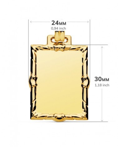 Placa oro 18k amarillo rectangular labrada 30x24mm