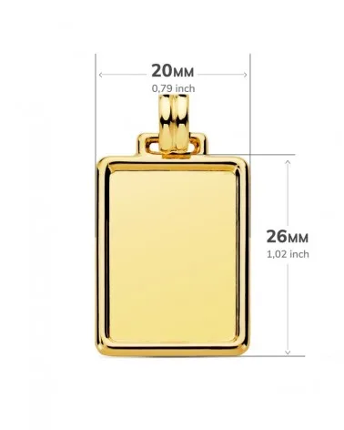 Placa oro 18k amarillo rectangular lisa 29x20mm