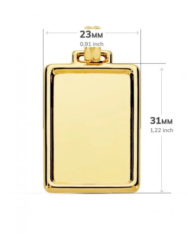 Chapa oro 18k rectangular lisa 31x23mm