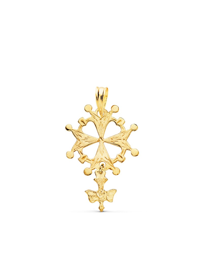 Cruz hugonote oro amarillo 18k con paloma 28x17mm
