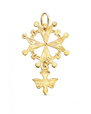 Cruz hugonote oro amarillo 18k 40x25mm