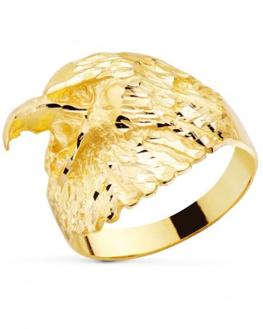 Sello oro 18k águila calva americana tallada 19mm