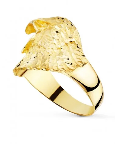 Sello oro 18k águila calva americana tallada 19mm