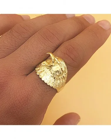 Sello oro 18k águila calva americana tallada 19mm
