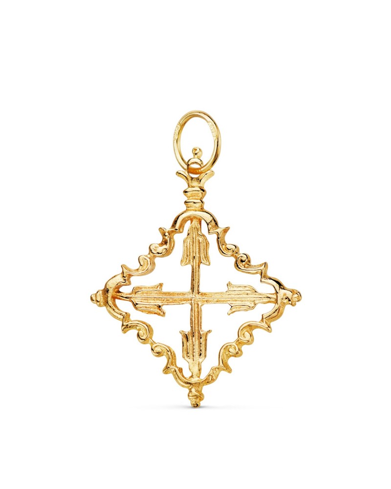 Colgante cruz mallorquina oro 18k 30x24mm