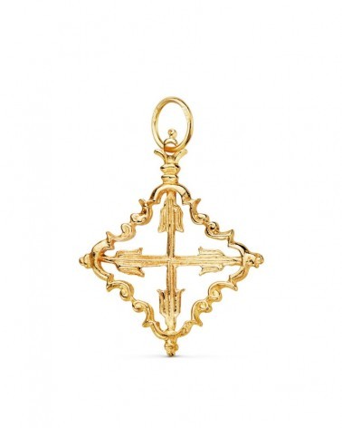 Colgante cruz mallorquina oro 18k 30x24mm